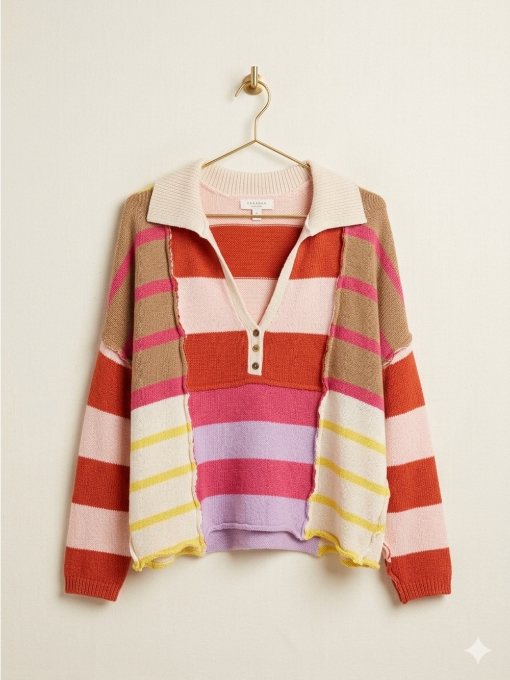 Love Riche Colorful Striped V-Neck Sweater